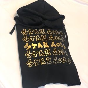 Women's Black Stay Gold Crop-Top Hoodie